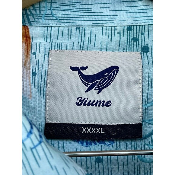 YIUME Men's 1950s Vintage Hawaiian Shirt Cotton Funky Camp Shirt Marine Ocean - Picture 6 of 12